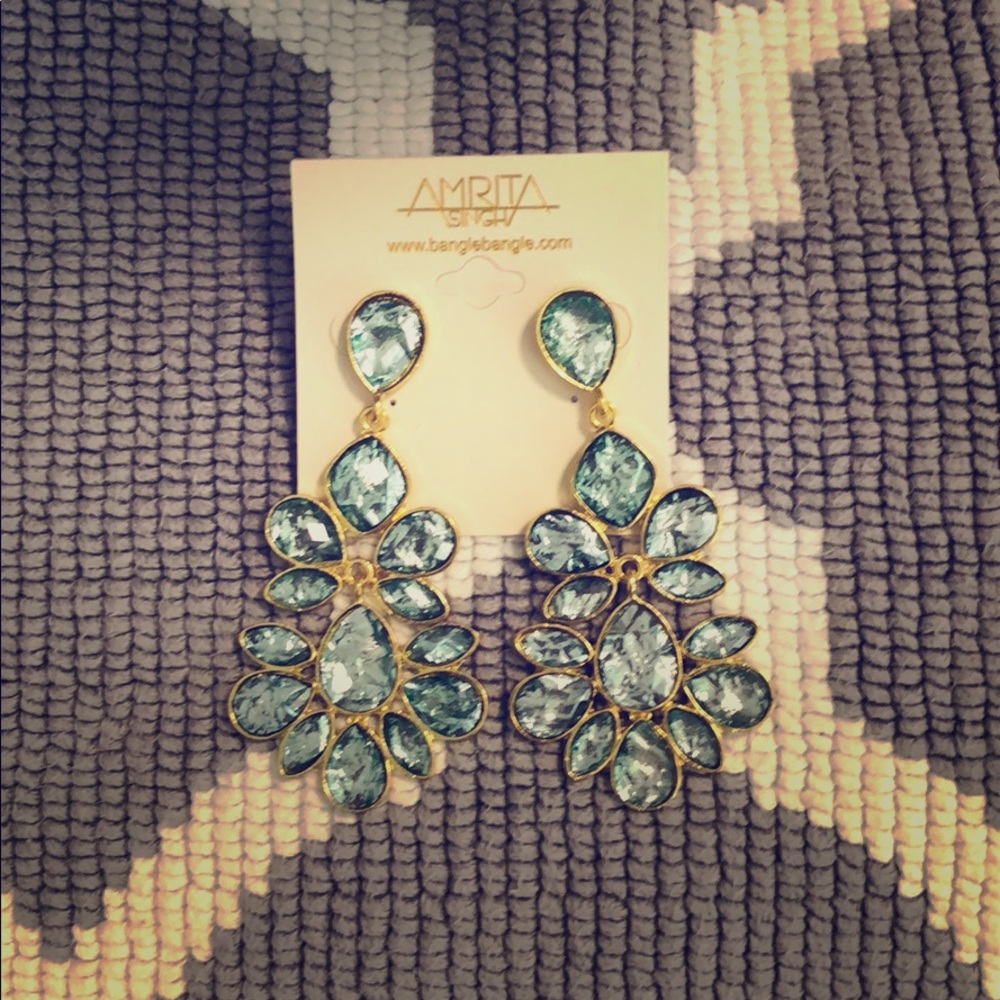 Amrita Singh Nello Spring Cluster Earrings in Aqua